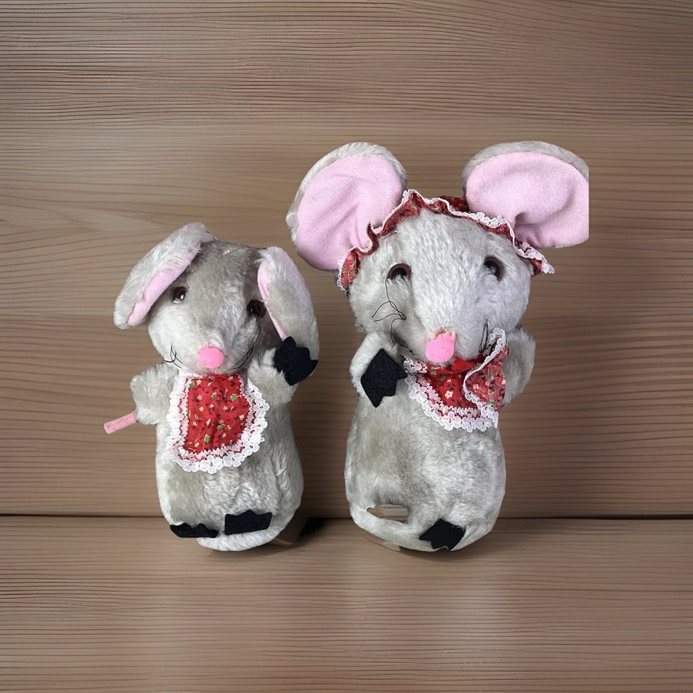 Vintage Philip Stahl Mice Plush Mother Baby Lot Of 2 Stuffed Animals